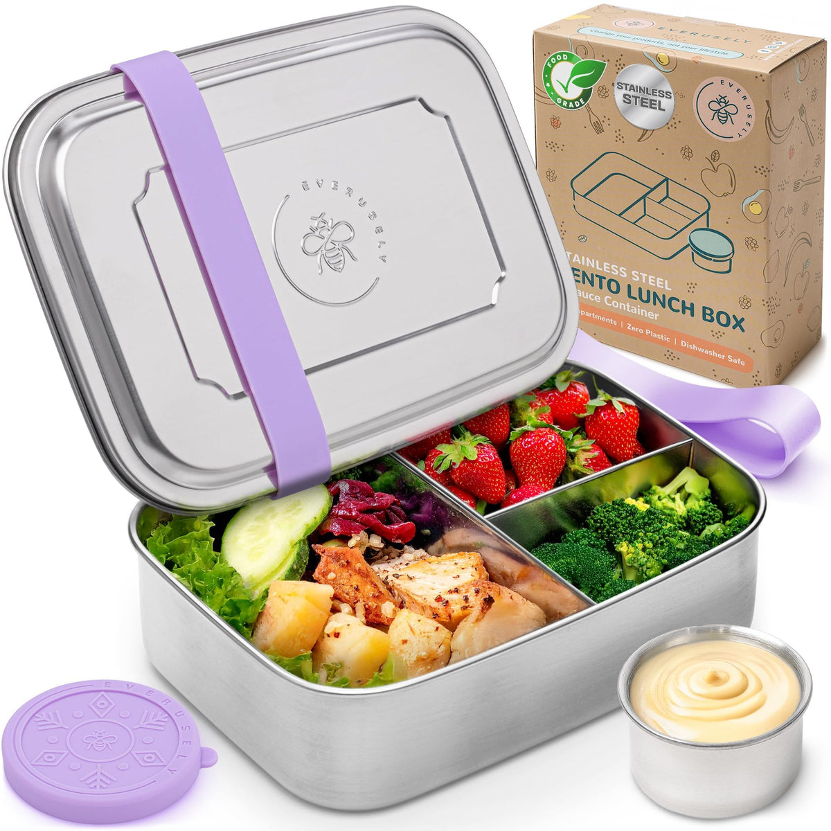 Stainless Steel Bento Box + Condiment Container - Green, 27oz / 0.8 L