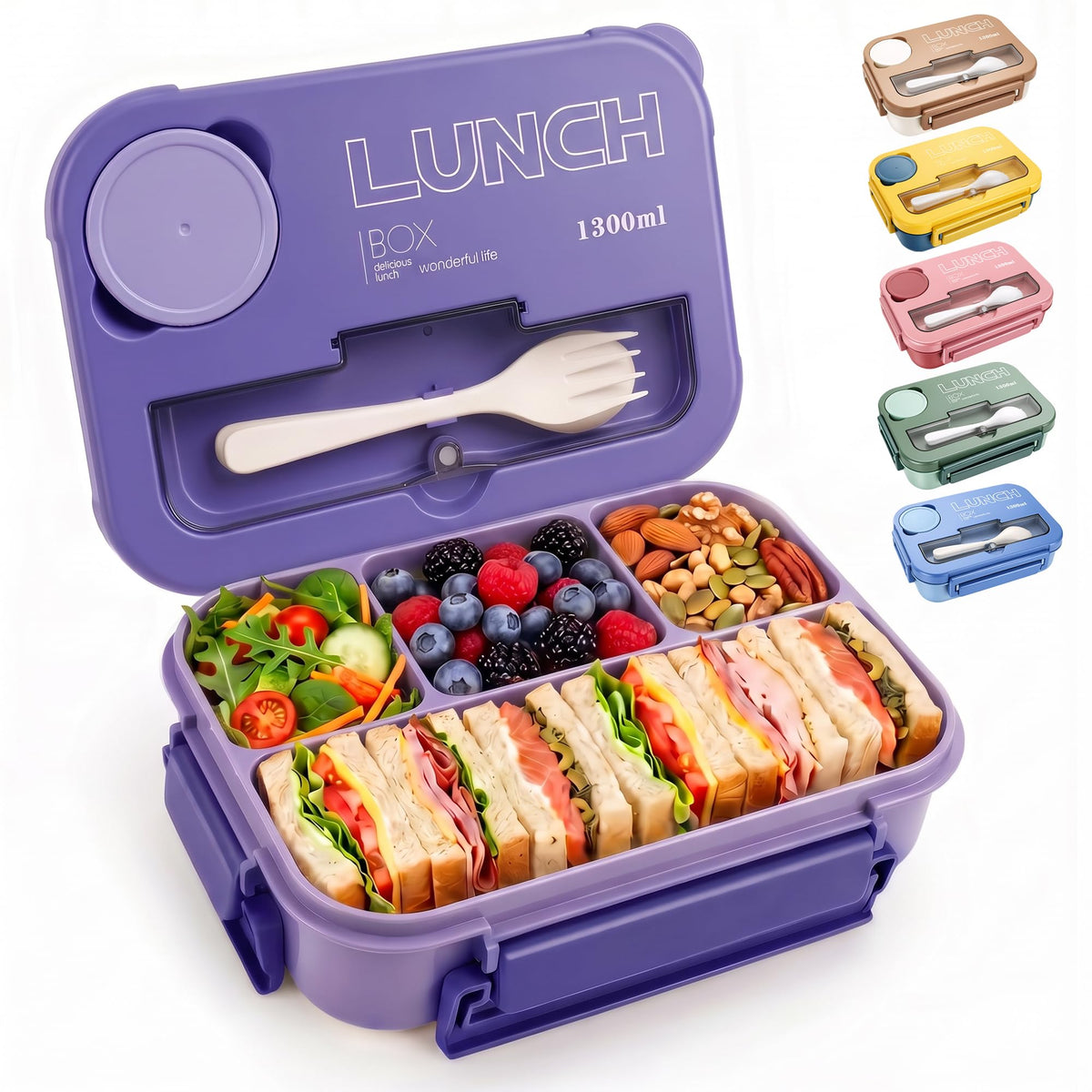 Bento Box Adult Lunch Box, Lunch Containers for Adults 44.5 Oz/5 Cup, Khaki