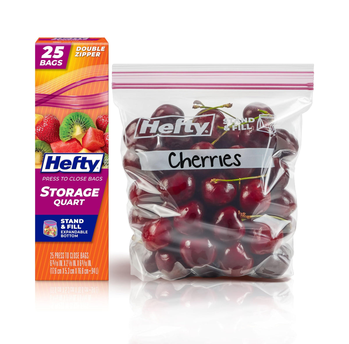 Hefty Press to Close Food Storage Bags, Gallon Size, 20ct