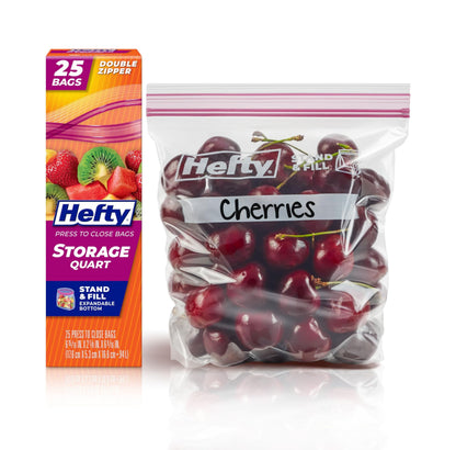 Hefty Press to Close Food Storage Bags, Gallon Size, 20ct