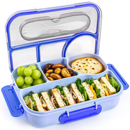 EASYFUN Bento Box Adult, Lunch Box, 4-Compartment Lunch Containers, Drop-Proof, Dishwasher Safe & Made with BPA-Free Materials(Khaki)