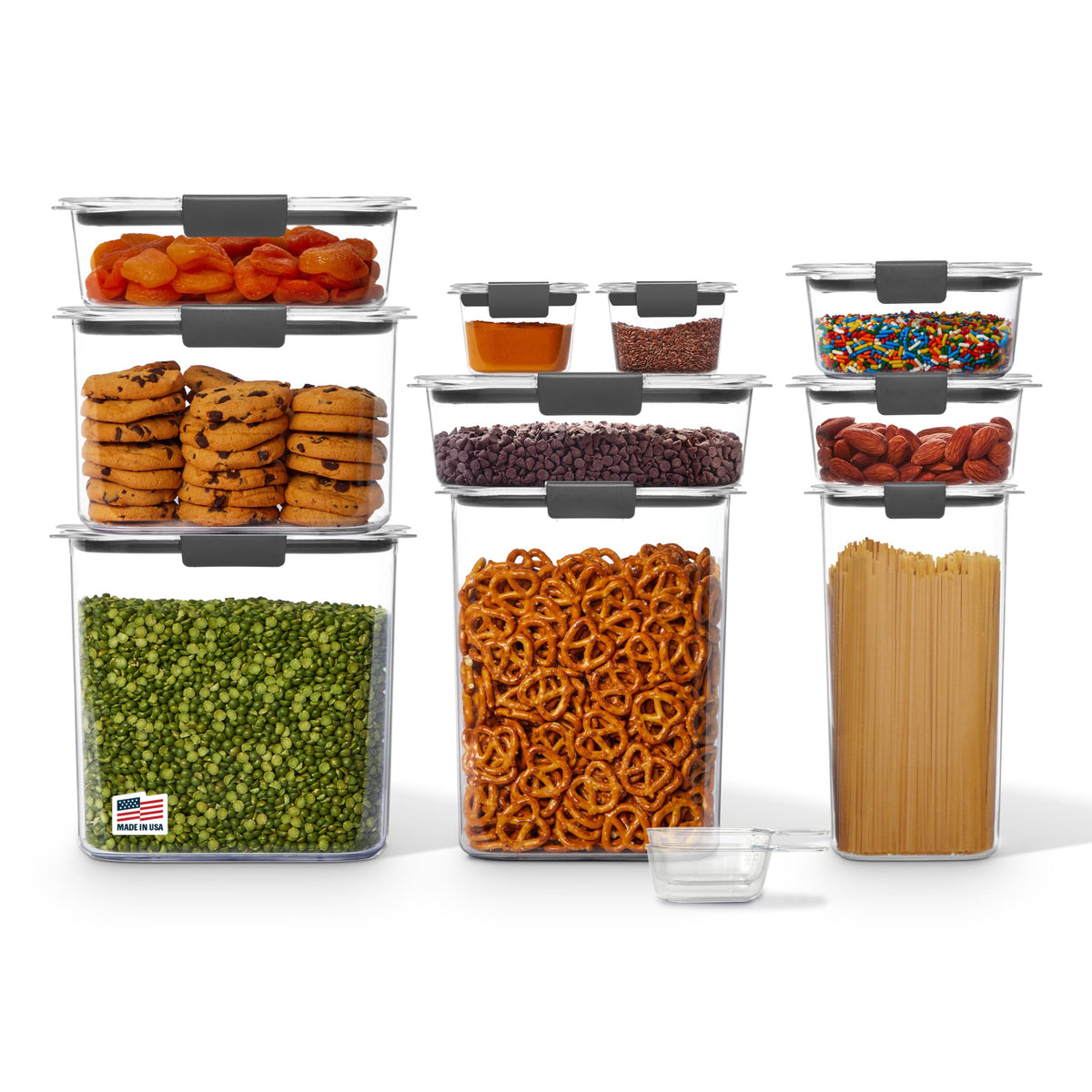 Rubbermaid Brilliance 16-Cup Airtight Food Storage Container with Lid Clear/Grey - optimal for pantry organization flour sugar and food storage