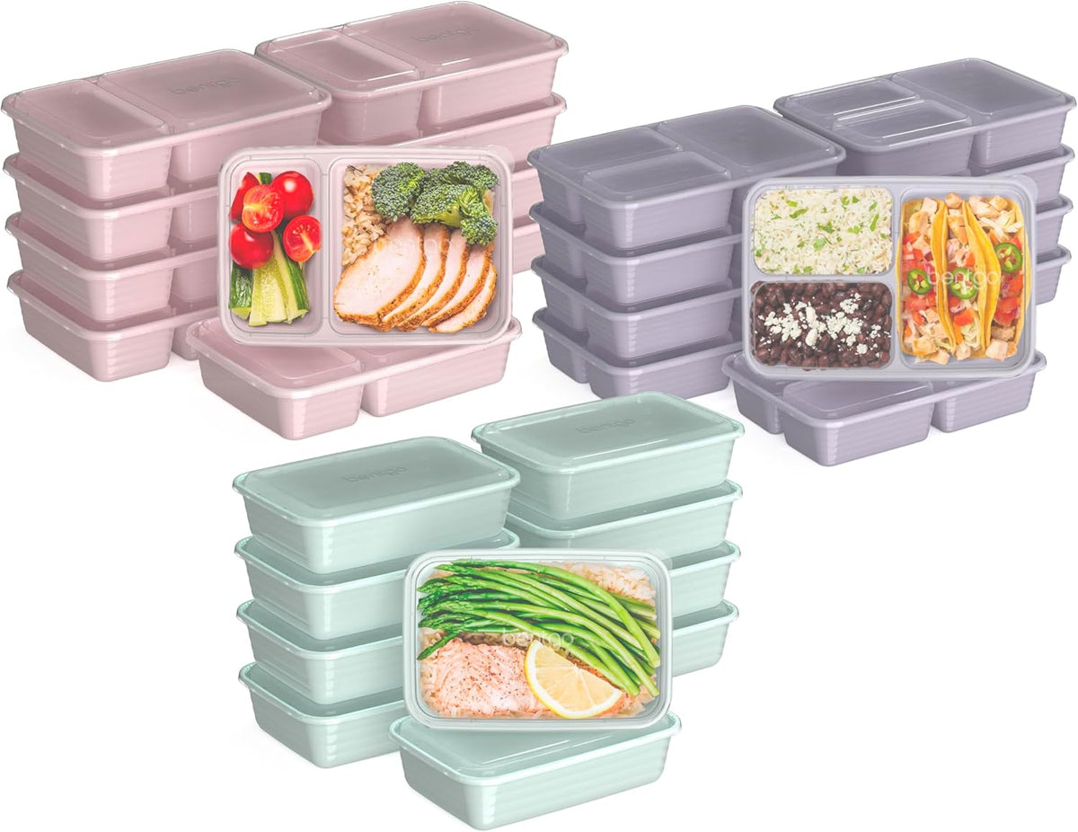 Bentgo Prep Meal Prep Kit, 1, 2 & 3-Compartment Containers, 60 Piece Set