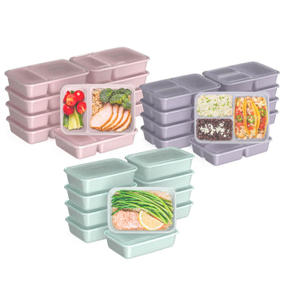 Bentgo Prep Meal Prep Kit, 1, 2 & 3-Compartment Containers, 60 Piece Set