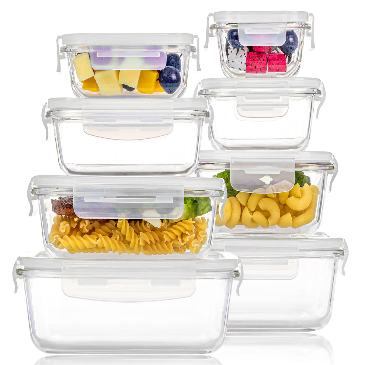 Vtopmart 8 Pack Glass Food Storage Containers with Airtight Lids