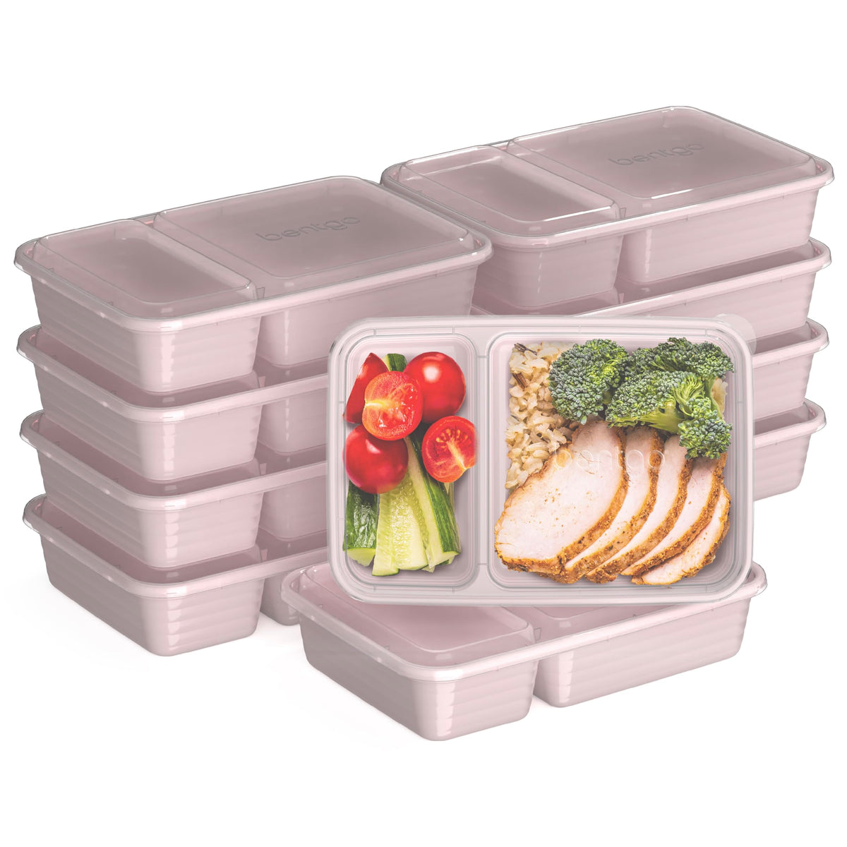 Bentgo Prep - 20-Piece 2-Compartment Reusable Meal Prep Containers with Lids, PFAS & BPA Free Materials, Durable, Microwave, Freezer, & Dishwasher Safe To Go Food Storage (Sky)