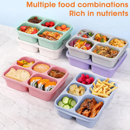 Korlon 6 Pack Bento Box Adult 5 Compartments, Reusable Lunchable Container