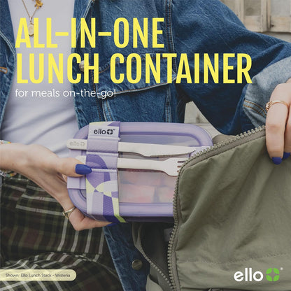 Ello Lunch Stack Bento Box Plastic Food Containers, 2 Pack, Wisteria