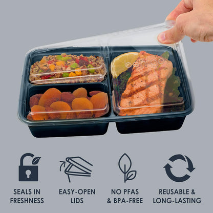 Bentgo Prep 3-Compartment Meal Prep Containers with Lids, 20 Piece Set