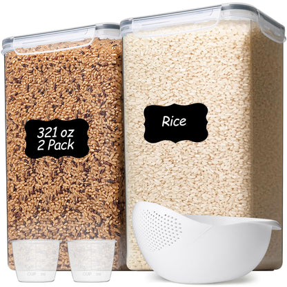 ComSaf Airtight Flour and Sugar Container 2.6Qt & 5.5Qt 3Pack, Wide Mouth