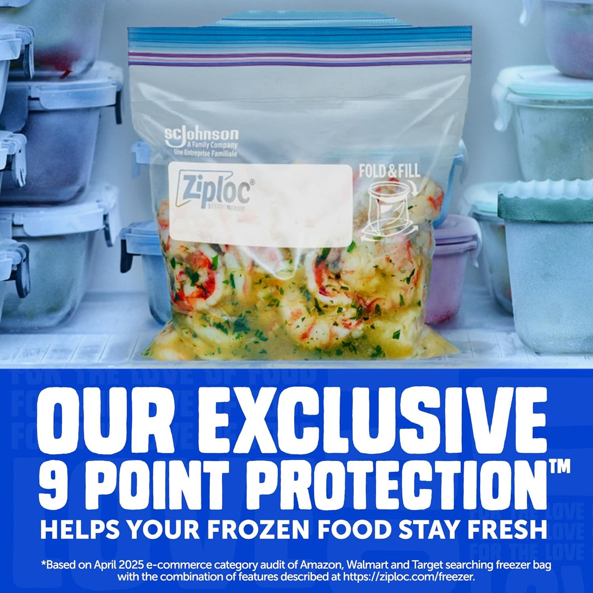 Ziploc Quart Freezer Bags, Food Storage, 152 Total Bags (38 Count, 4-Pack)