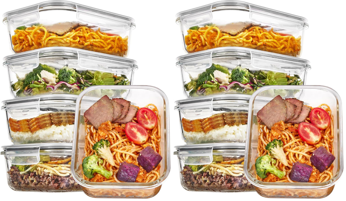 Vtopmart 5Pack 22oz Glass Storage Containers with Lids, Grey