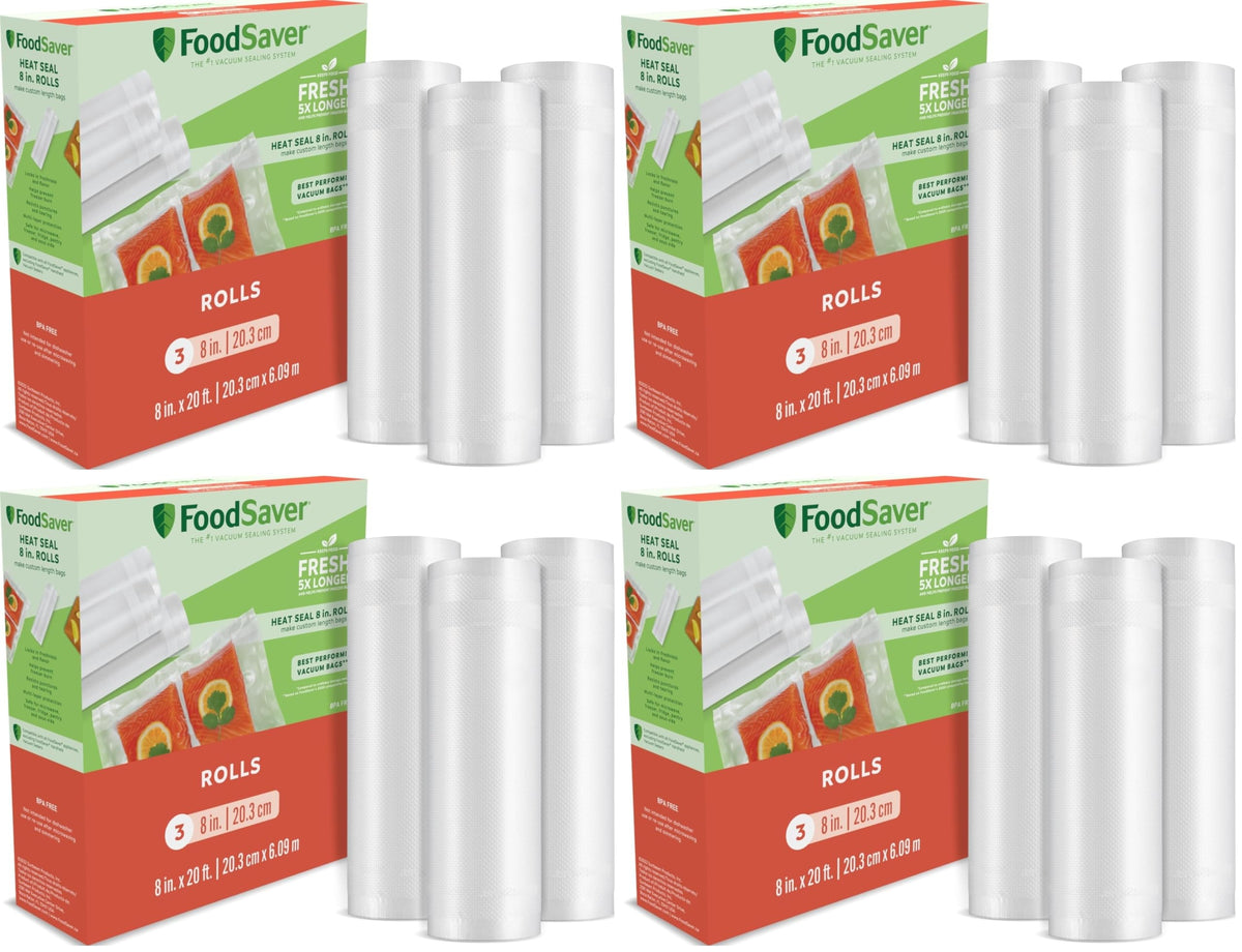FoodSaver Custom Length Vacuum Sealer Bags Multipack, 5 Count Rolls for Airtight Food Storage and Sous Vide - Compatible with FoodSaver, 8 (2 Pack) and 11 (3 Pack)