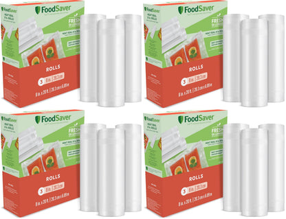 FoodSaver Custom Length Vacuum Sealer Bags Multipack, 5 Count Rolls for Airtight Food Storage and Sous Vide - Compatible with FoodSaver, 8 (2 Pack) and 11 (3 Pack)
