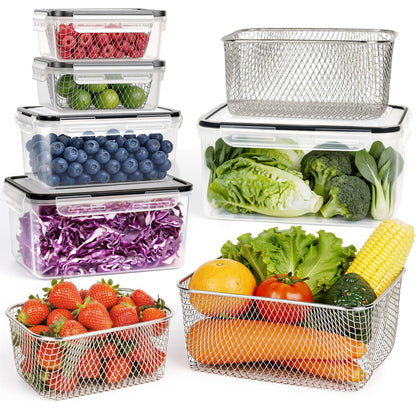 5 PCS Large Fruit storage Containers for Fridge ,Food Storage Containers