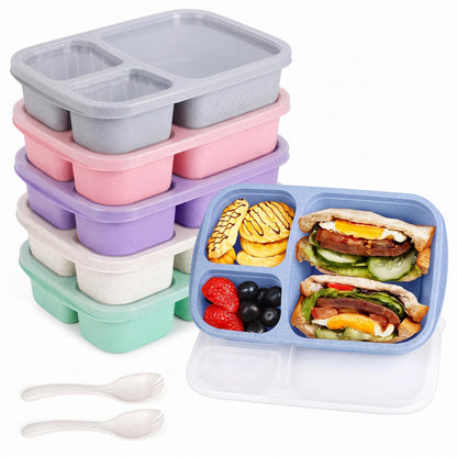 Korlon 6 Pack Bento Box Adult 5 Compartments, Reusable Lunchable Container