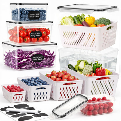 Freshmage Fruit Storage Containers for Fridge with Removable Colander 4 PCS