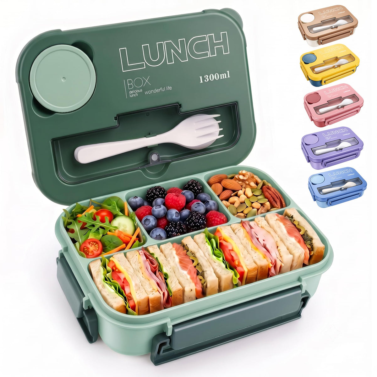 Bento Box Adult Lunch Box, Lunch Containers for Adults 44.5 Oz/5 Cup, Khaki