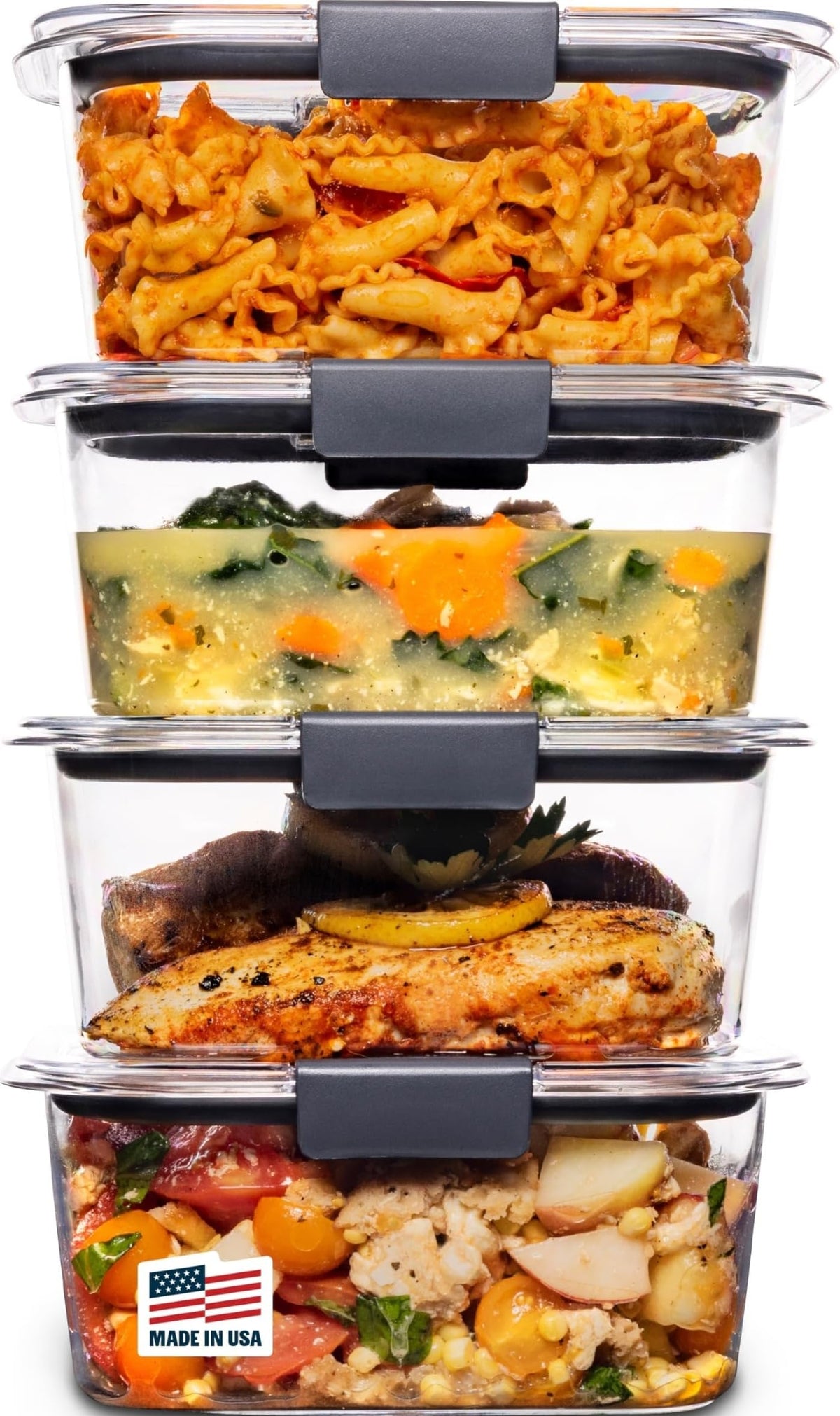 Rubbermaid Brilliance Large Food Storage Container, 9.6 Cup, BPA-Free, Leak-Proof, Clear