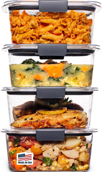 Rubbermaid Brilliance Large Food Storage Container, 9.6 Cup, BPA-Free, Leak-Proof, Clear