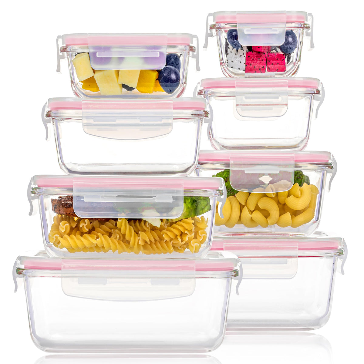 Vtopmart 8 Pack Glass Food Storage Containers with Airtight Lids