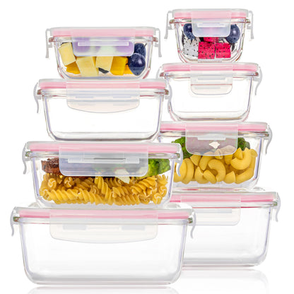Vtopmart 8 Pack Glass Food Storage Containers with Airtight Lids