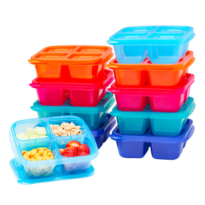 Bentgo Easyboxes 4-Compartment Snack Containers - 8-Piece Set with 4 Trays & 4 Custom-Fit Lids to Seal in Freshness - Reusable Food Storage & Meal Prep Bento BPA-Free Containers (Classic 4-Pack)