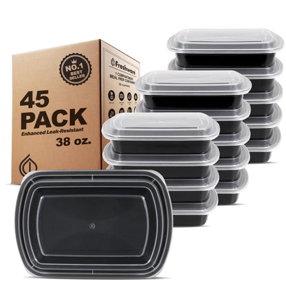 Freshware Meal Prep Containers [50 Pack] 1 Compartment with Lids, Food Storage Containers, Bento Box, BPA Free, Stackable, Microwave/Dishwasher/Freezer Safe (24 oz)