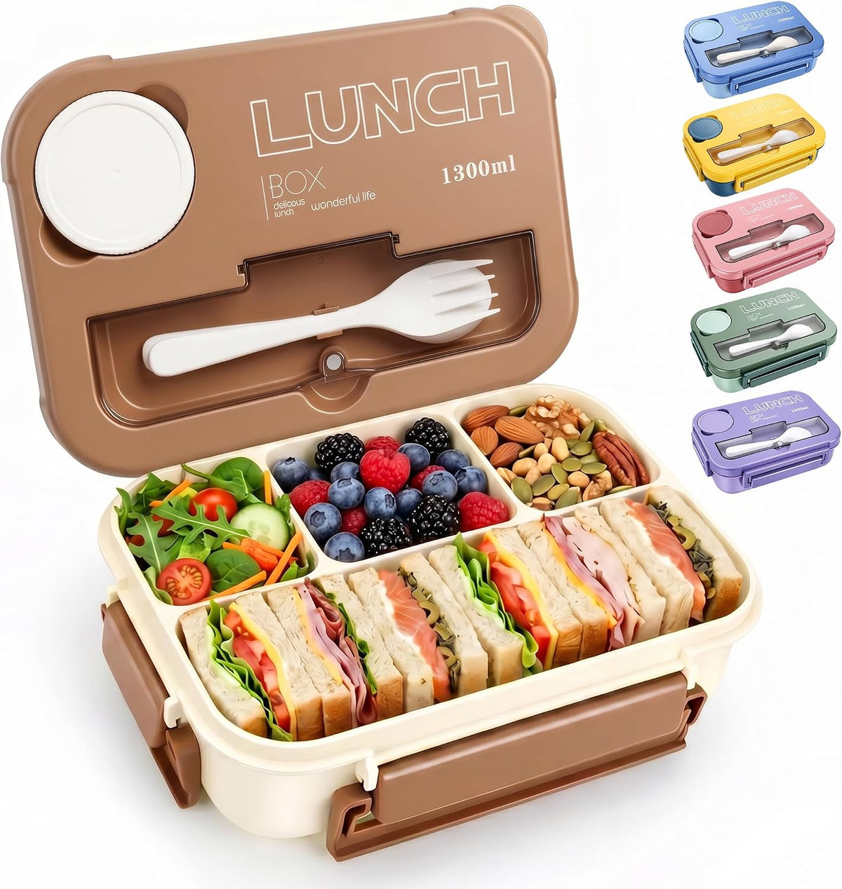 Bento Box Adult Lunch Box, Lunch Containers for Adults 44.5 Oz/5 Cup, Khaki