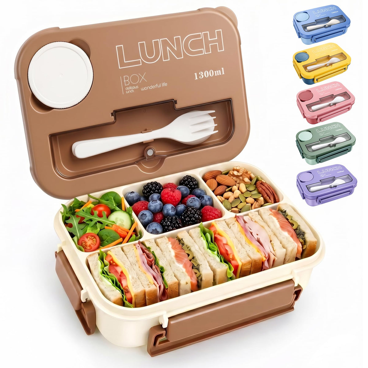 Bento Box Adult Lunch Box, Lunch Containers for Adults 44.5 Oz/5 Cup, Khaki