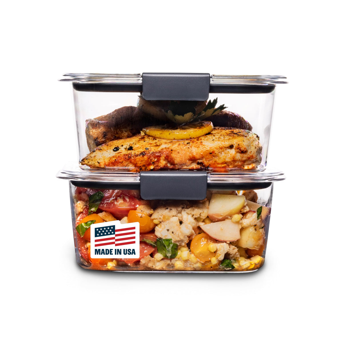 Rubbermaid Brilliance Large Food Storage Container, 9.6 Cup, BPA-Free, Leak-Proof, Clear