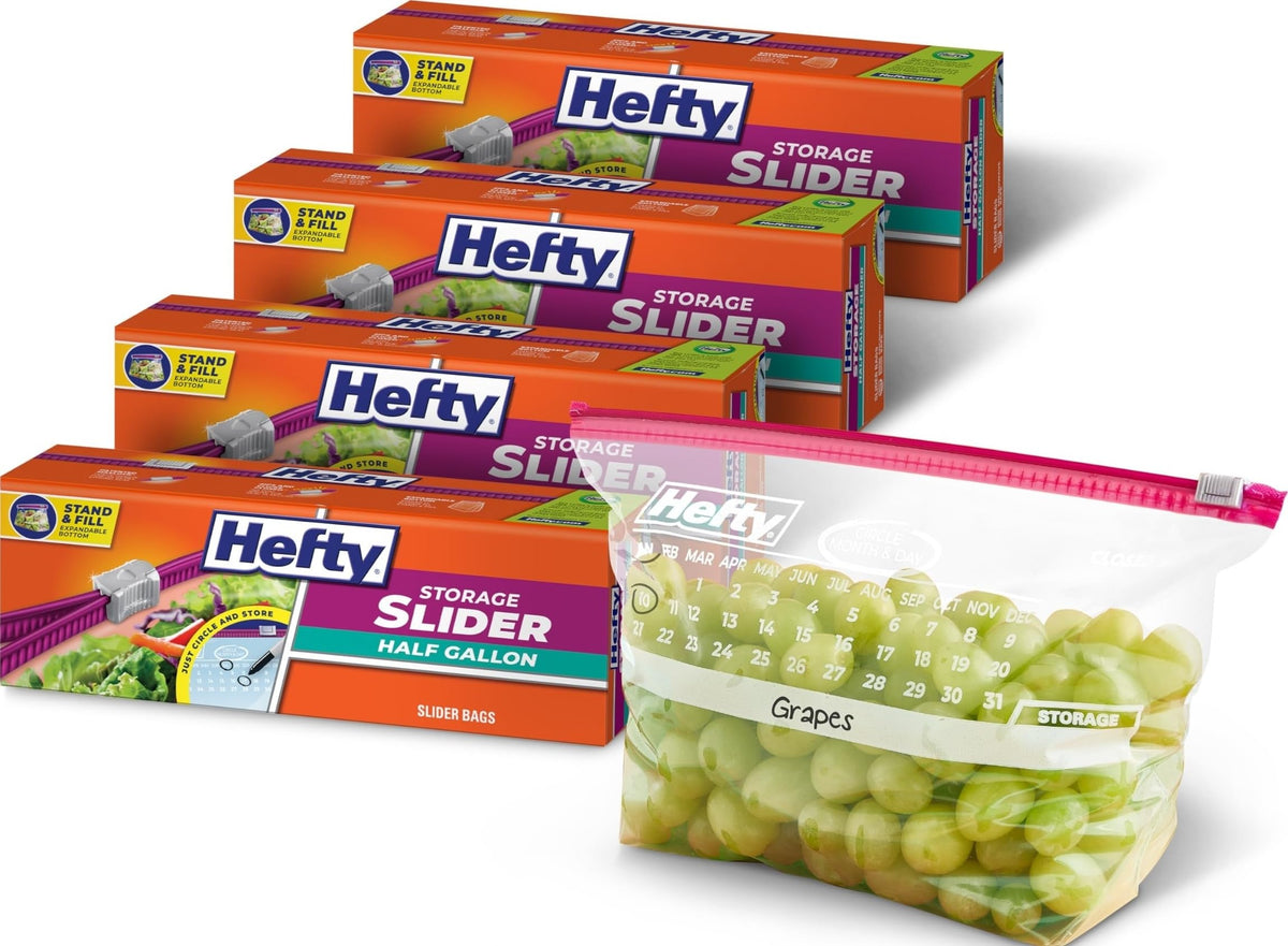 Hefty Calendar Slider Storage Bags, Quart Size, 4pk, 40ct (160 Total)