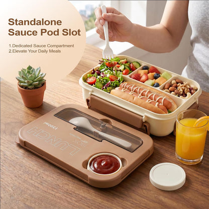 Bento Box Adult Lunch Box, Lunch Containers for Adults 44.5 Oz/5 Cup, Khaki