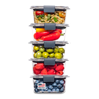 Rubbermaid Brilliance Large Food Storage Container, 9.6 Cup, BPA-Free, Leak-Proof, Clear