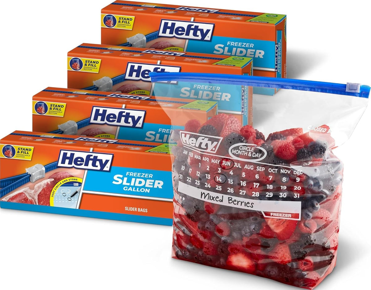 Hefty Calendar Slider Freezer Bags, Gallon Size, 4pk, 25ct (100 Total)
