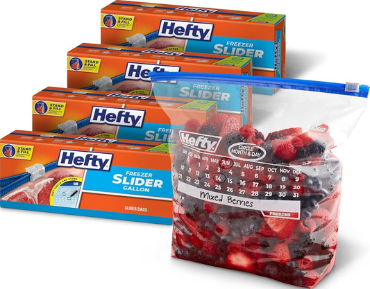 Hefty Calendar Slider Freezer Bags, Gallon Size, 4pk, 25ct (100 Total)