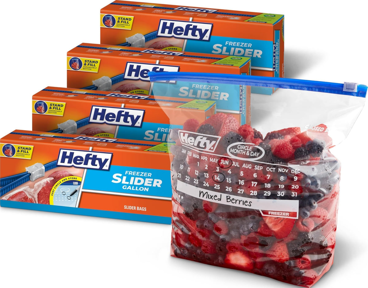 Hefty Calendar Slider Freezer Bags, Gallon Size, 4pk, 25ct (100 Total)
