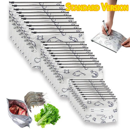 Multi-Size Reusable Aluminium Foil Pouches Set - 2026 New Resealable Vacuum Zipper Bags with Label Slots, Zip Lock, Kitchen Organization, Storage Organization for Fresh Longer Foil Pack Food Storage, Rectangular Preserving Containers