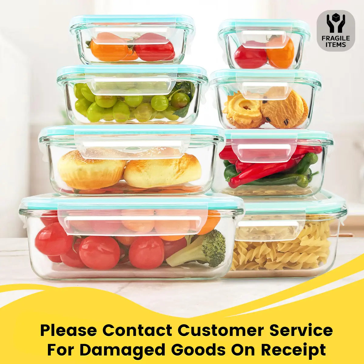 8-Pack Premium Multi-Size Glass Kitchen Storage Containers Set - Airtight BPA-Free Silicone Lids, Stain-Resistant, Easy-Clean, Stackable, Freshness-Maintaining - Microwave, Oven, Freezer, Dishwasher Safe for Meal Prep, Fridge Organization, Food Hacks,soho