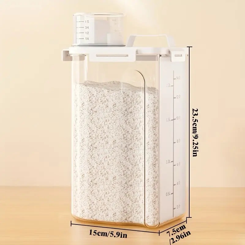 4-Pack Functional Airtight BPA-Free Plastic Rice Storage Canisters with Handles & Measuring Cups, Kitchen Gadgets Pantry Storage Containers for Flour, Beans, Dry Foods