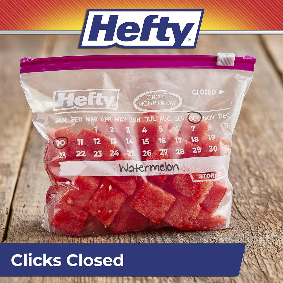Hefty Calendar Slider Storage Bags, Quart Size, 4pk, 40ct (160 Total)
