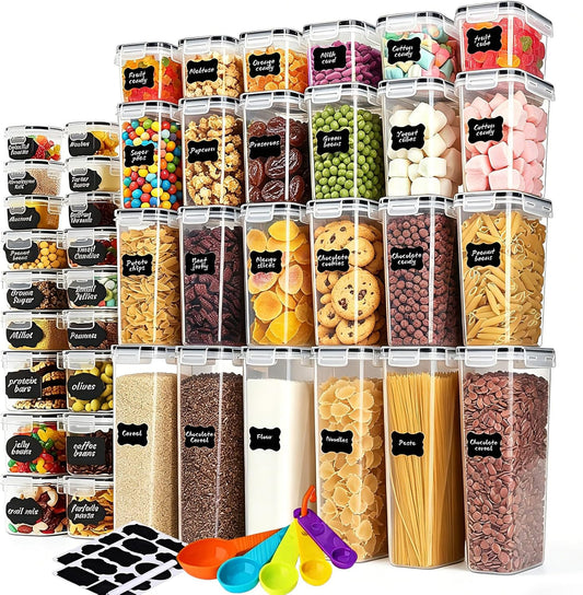 42pcs Airtight Containers, Clear Stackable Dry Food Storage