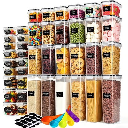 42pcs Airtight Containers, Clear Stackable Dry Food Storage