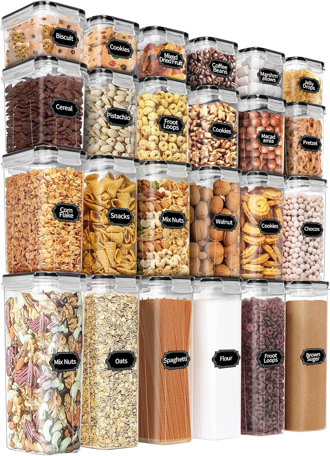 PRAKI Airtight Food Storage Containers Set with Lids - 24 PCS, BPA Free