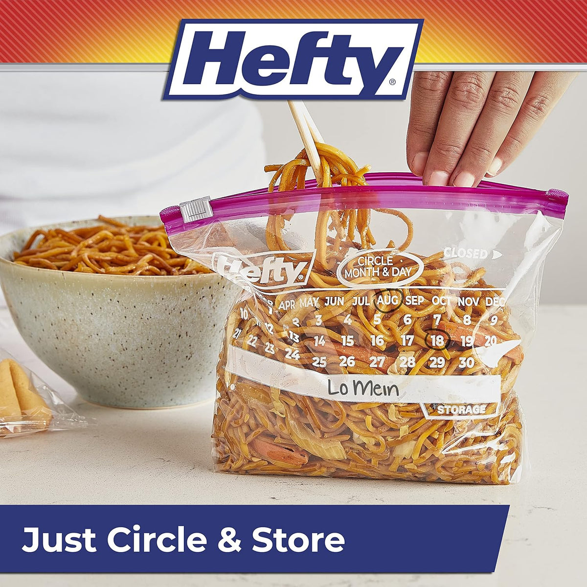 Hefty Calendar Slider Storage Bags, Quart Size, 4pk, 40ct (160 Total)