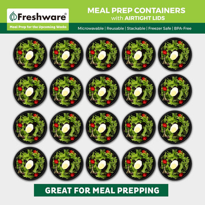 Freshware Meal Prep Bowl Containers [30 Pack] Plastic Bowls with Lids for Soup and Salad, Food Storage Bento Box, BPA Free, Stackable, Lunch Boxes, Microwave/Dishwasher/Freezer Safe (28 oz)