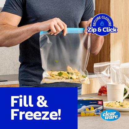 Gallon Freezer Bags, Double Zipper Seal - 100 Count, Thick Resealable Plastic storage Bags - Reusable Gallon Storage Bags for Food Storage, Meat, Vegetables, Fruit, BPA Free - 2 Boxes