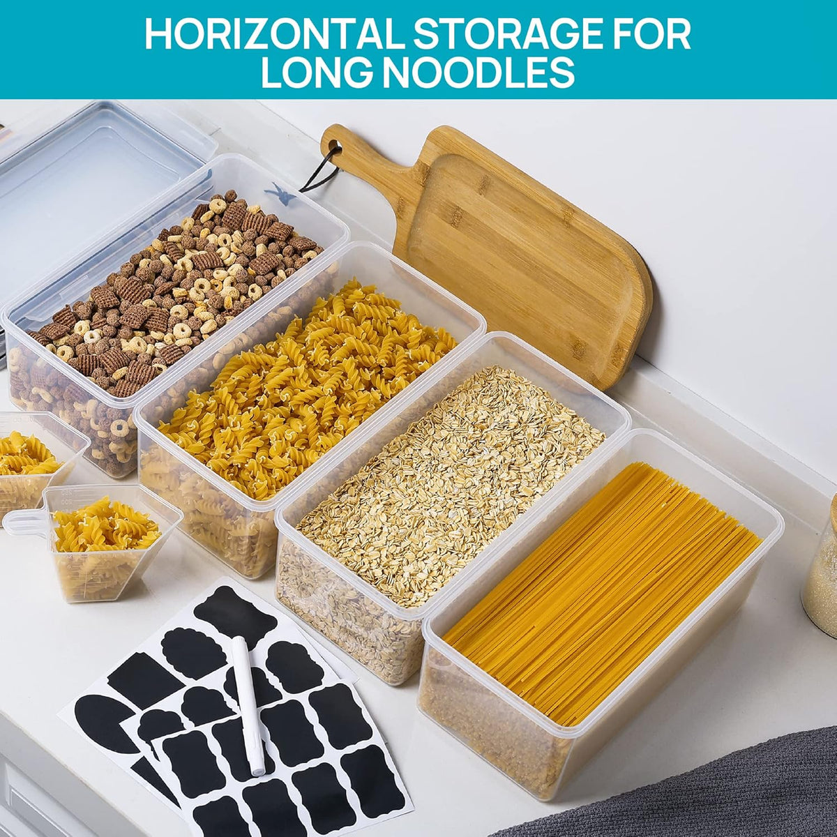 Vtopmart Pasta Storage Containers, 8 Pack, 3.2L Airtight Canisters