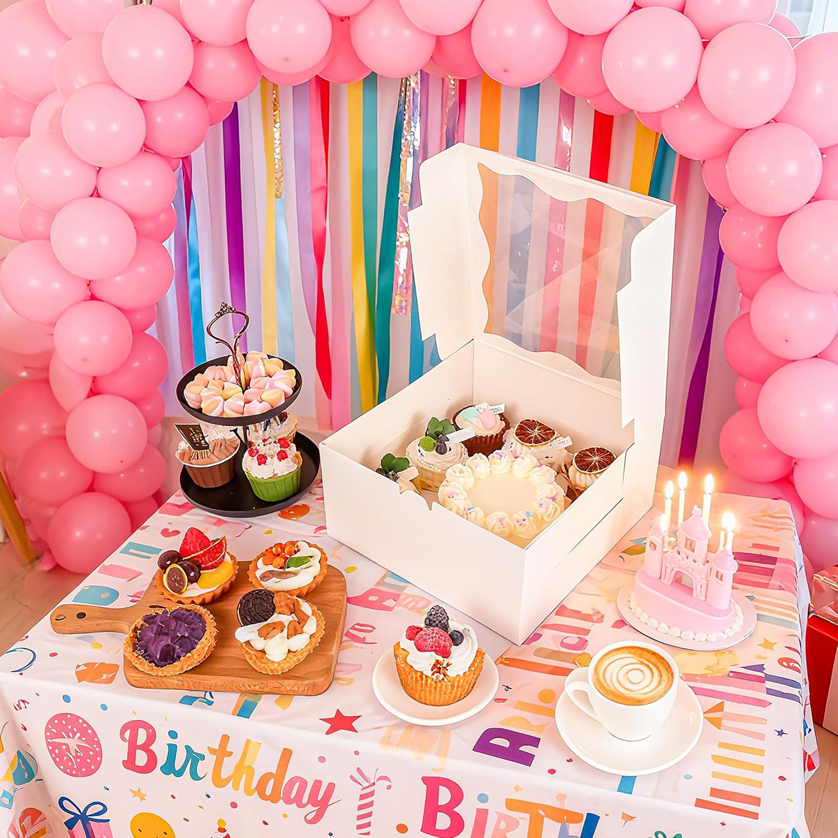 NPLUX 4 Pack 1+5 Bento Cake Cupcake Boxes with Window