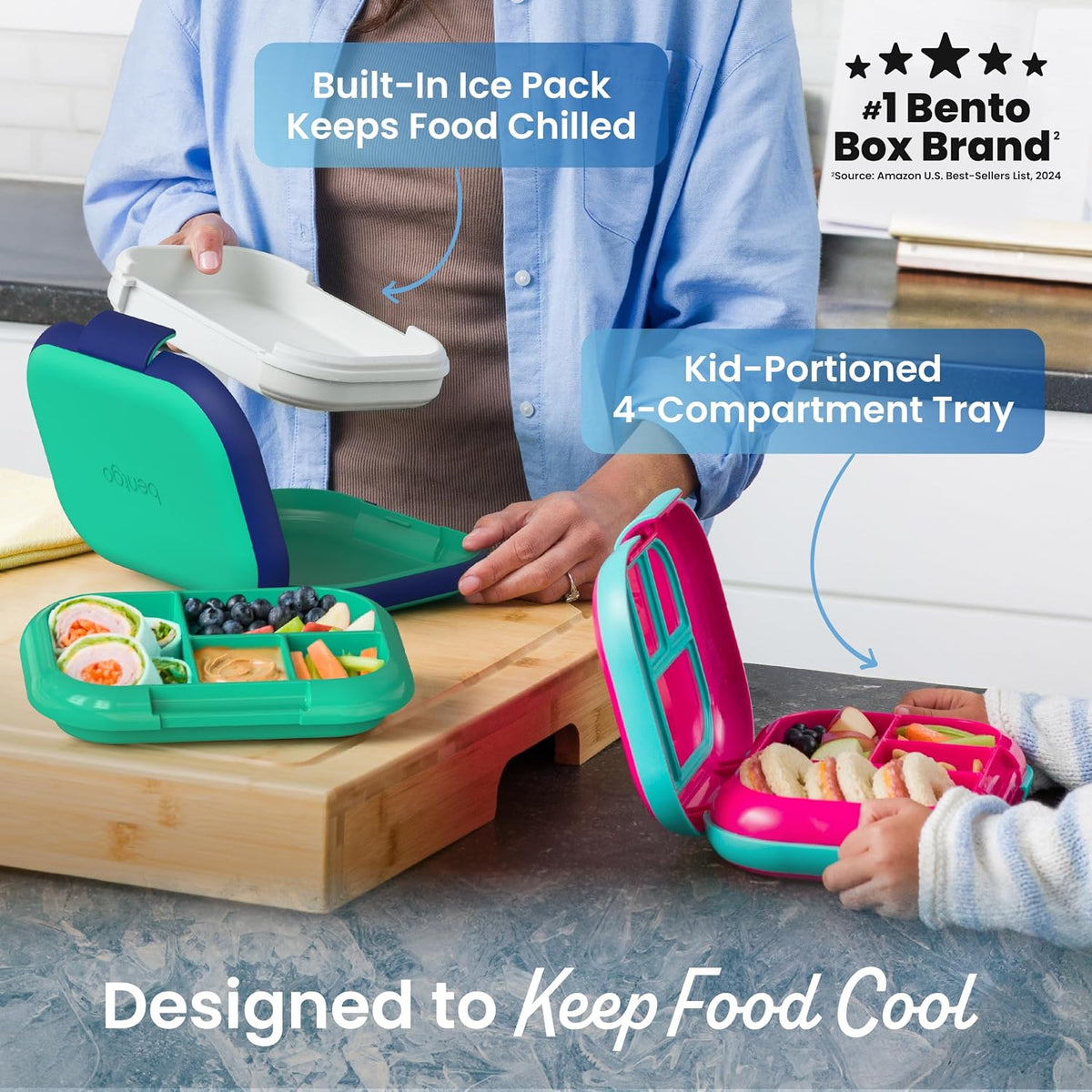 Bentgo Chill Kids 4-Compartment Bento Box Leakproof Lunch Box